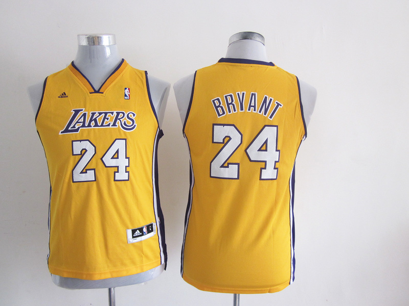  NBA Kids Los Angeles Lakers 24 Kobe Bryant New Revolution 30 Swingman Youth Yellow Jersey